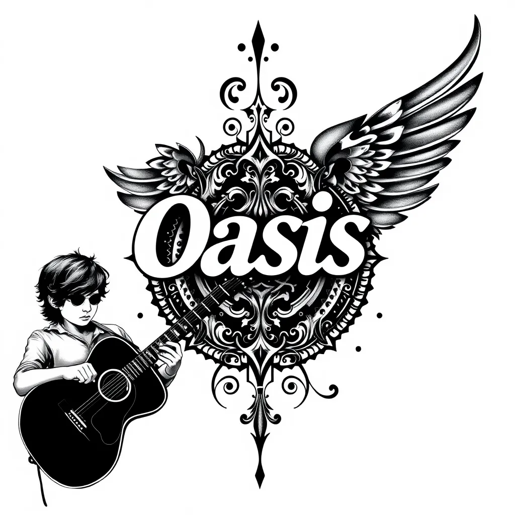 tatuagem com referencias de músicas do oasis tattoo