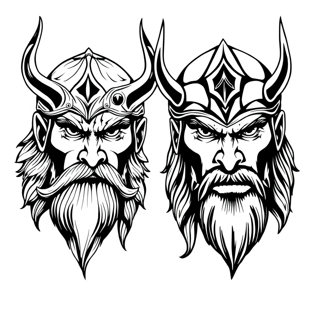 visage d'odin et de thor tattoo