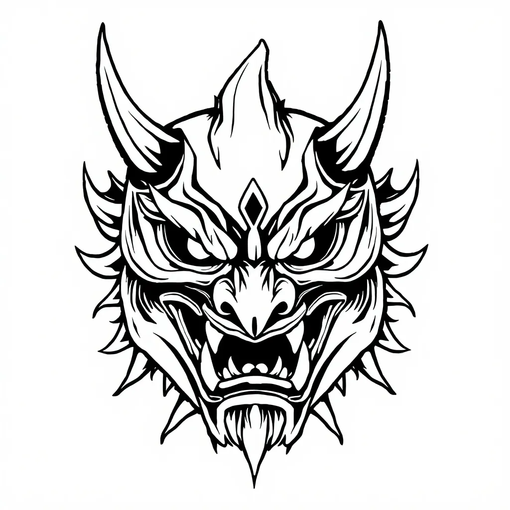 Oni musk linee bianco e nero tatuagem