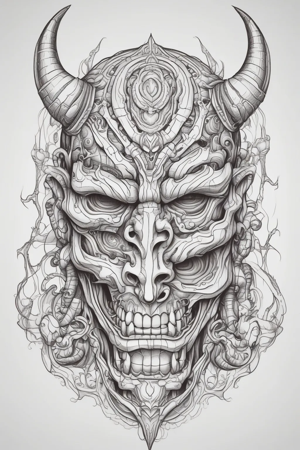 oni mask hand tattoo