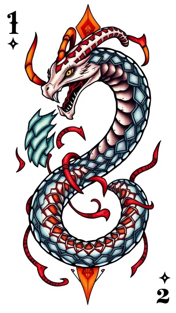 Ouroboros card from the game Inscryption. tattoo