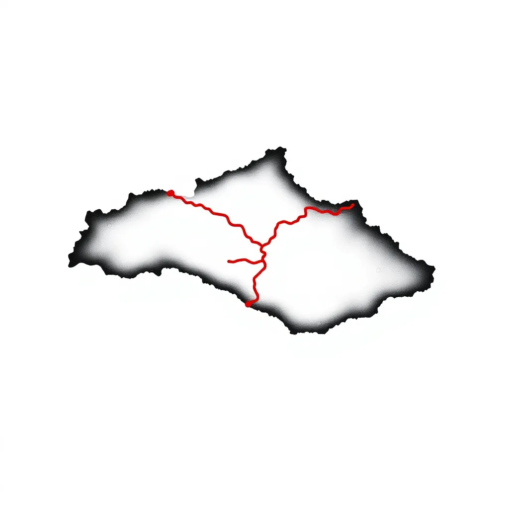 contour de la corse en noir avec trace du GR20 en rouge tattoo