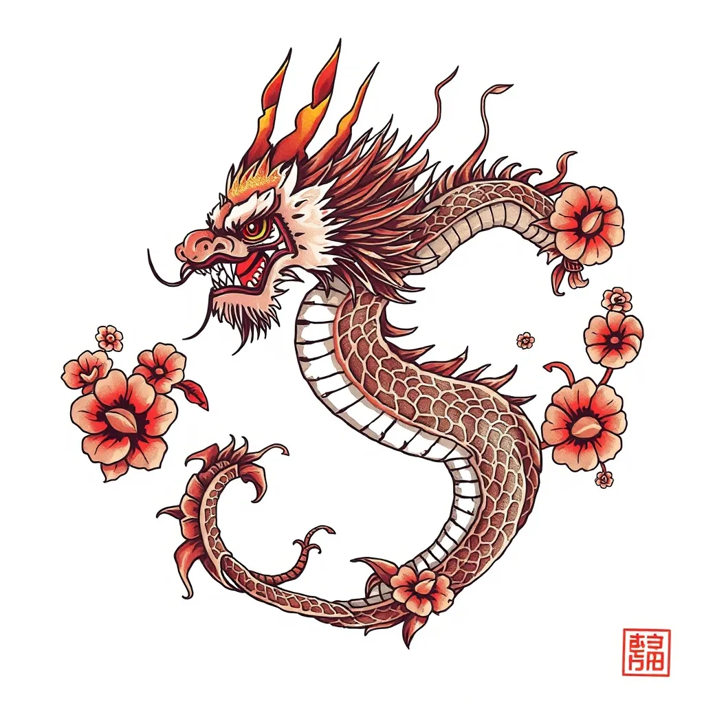盘颈龙 문신