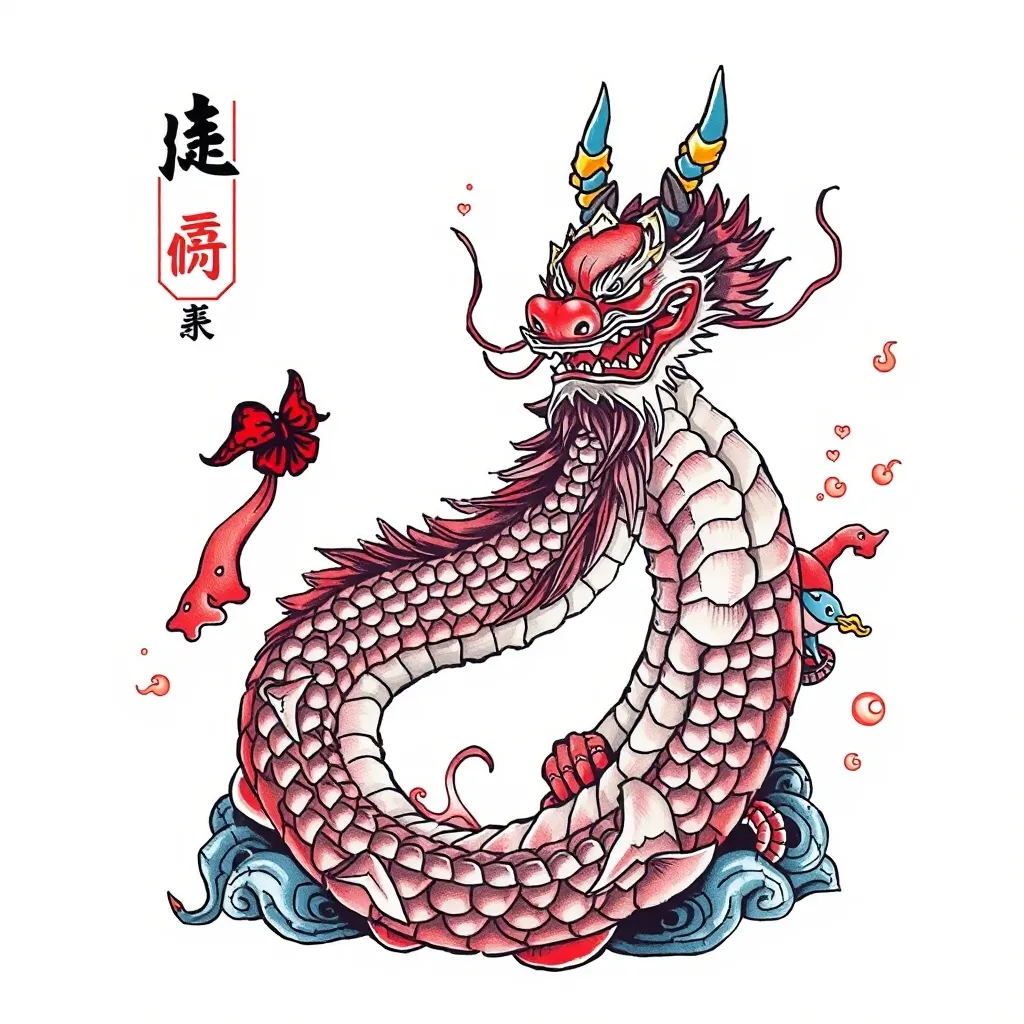 盘颈龙 문신