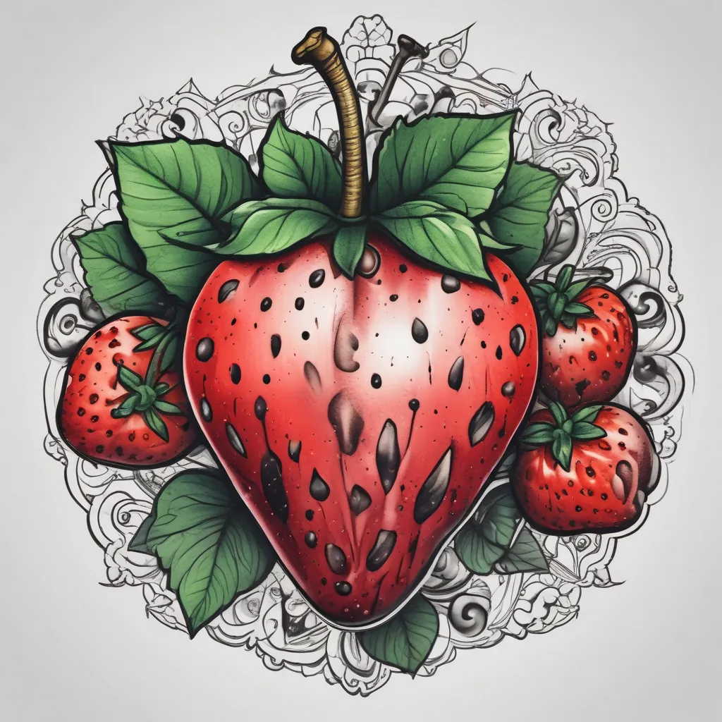 penis strawberry tattoo