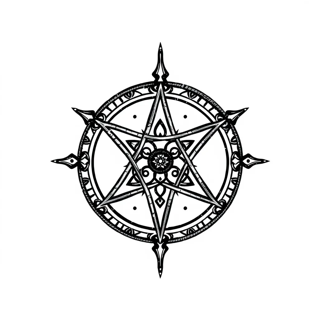 PENTACLE 五角星圓圈在外面 tattoo