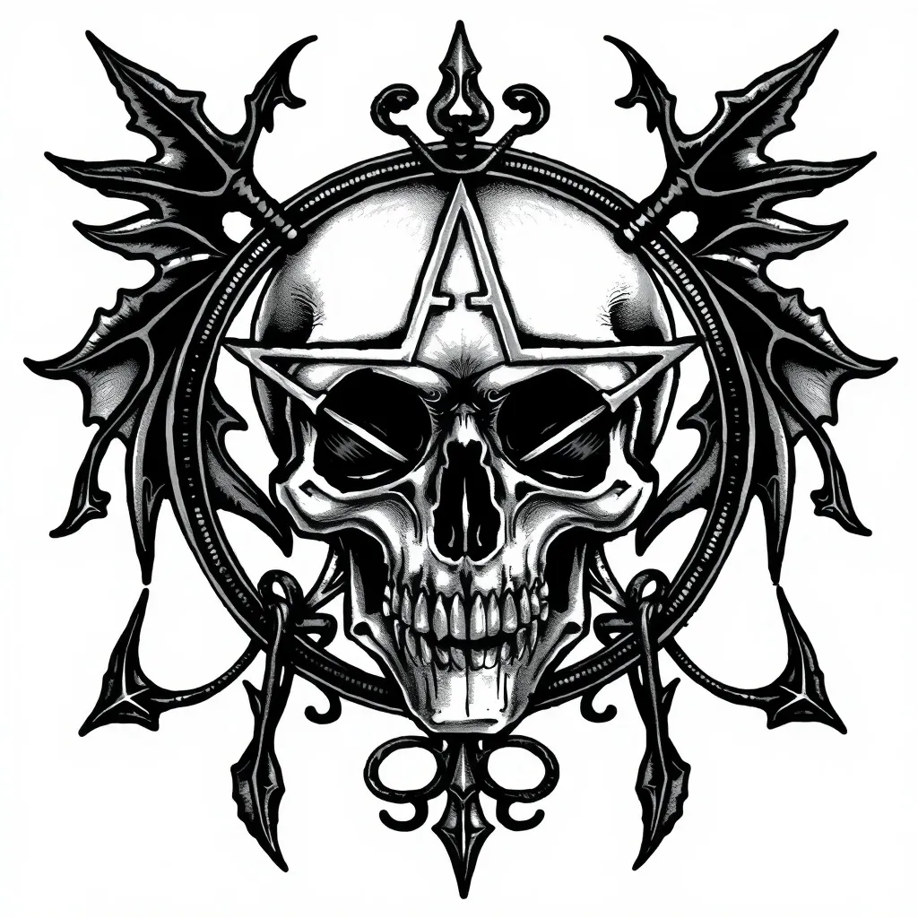 Pentagram Sanduhr totenkopf وشم