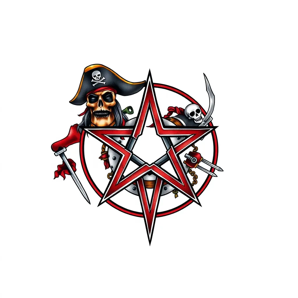 pentagrama com piratas do caribe tatuagem