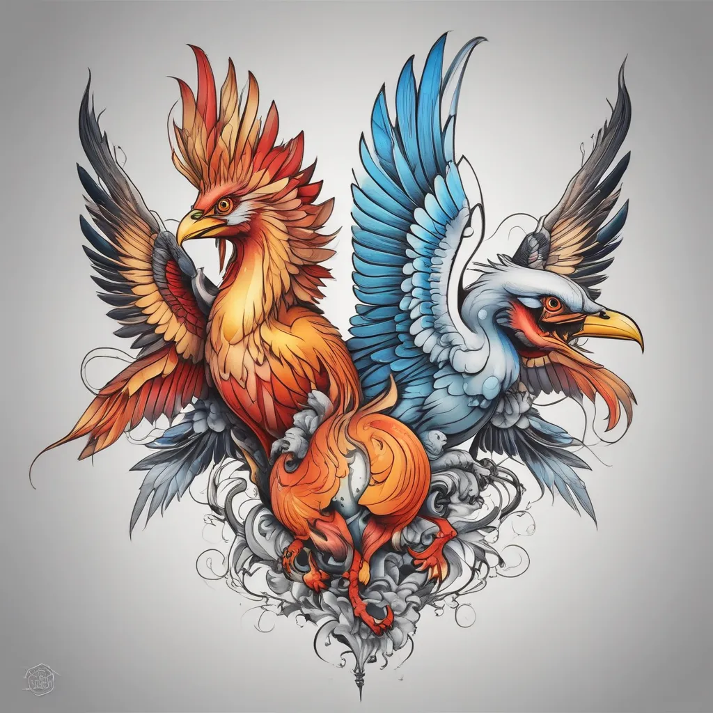 Phenix et ange tatuering