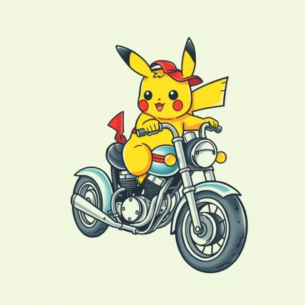 Pikachu Rides a Motorcycle tatuaggio