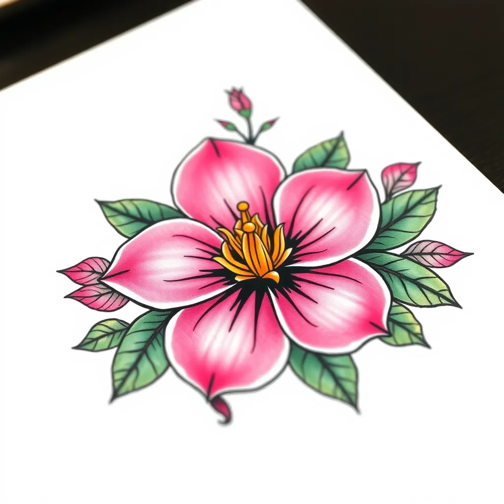 pink flower tattoo