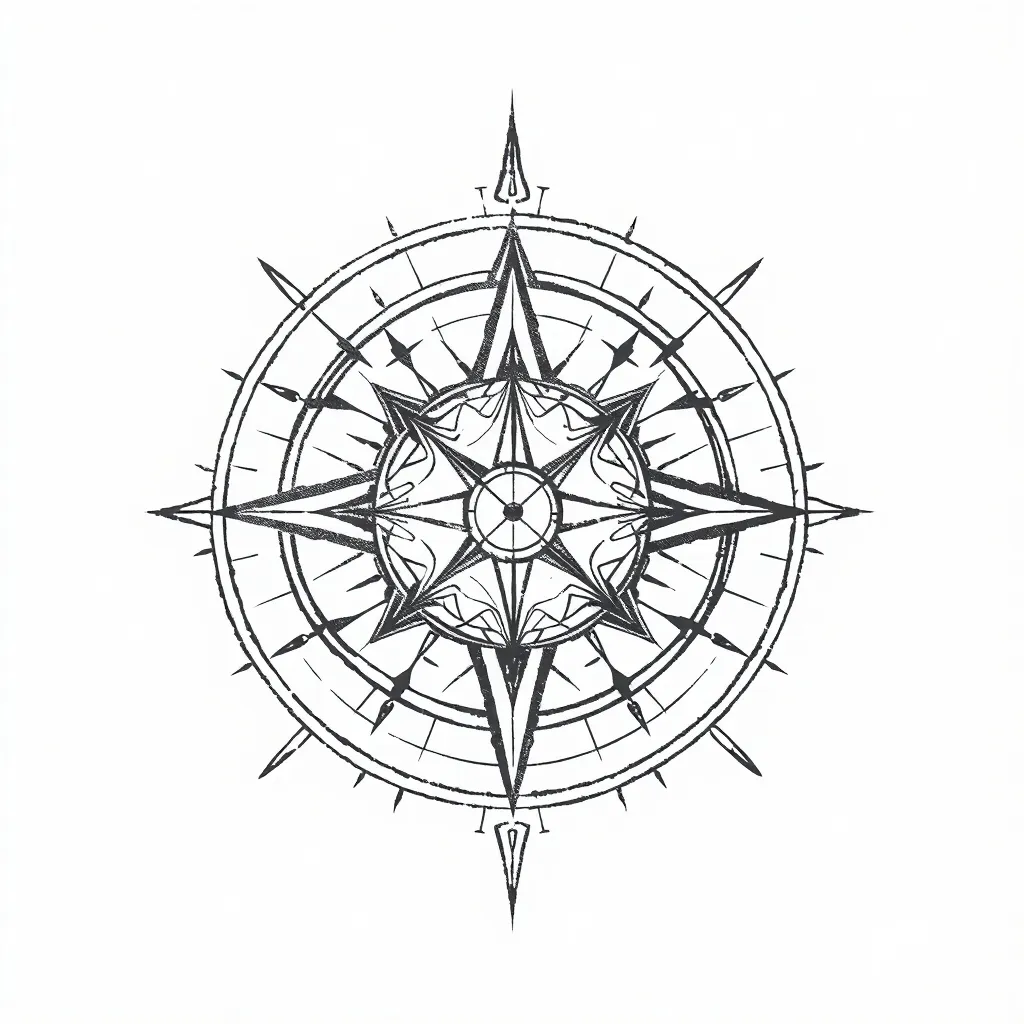 Planet, compass,  وشم