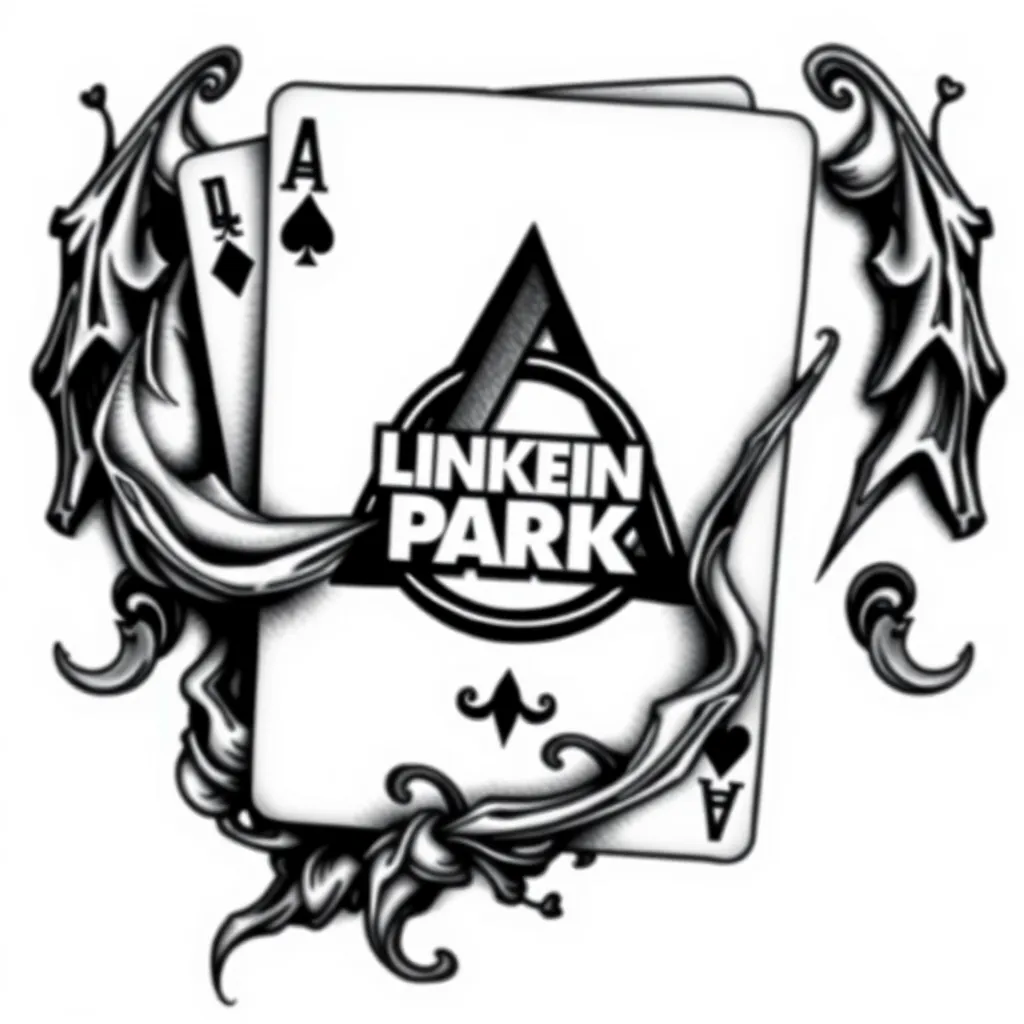 playing card with the linkin park logo in the center tatuaje