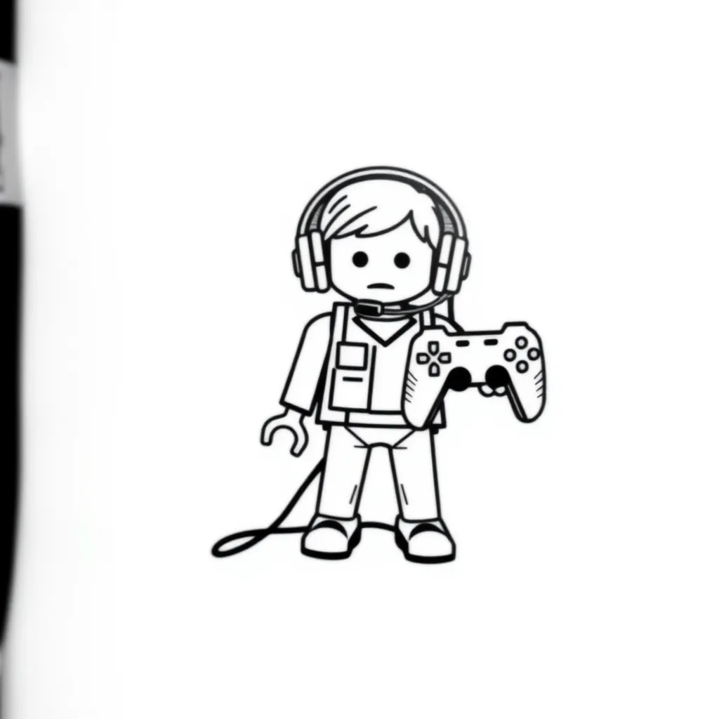 Playmobil avec casque et manette gaming dans les main  dövme