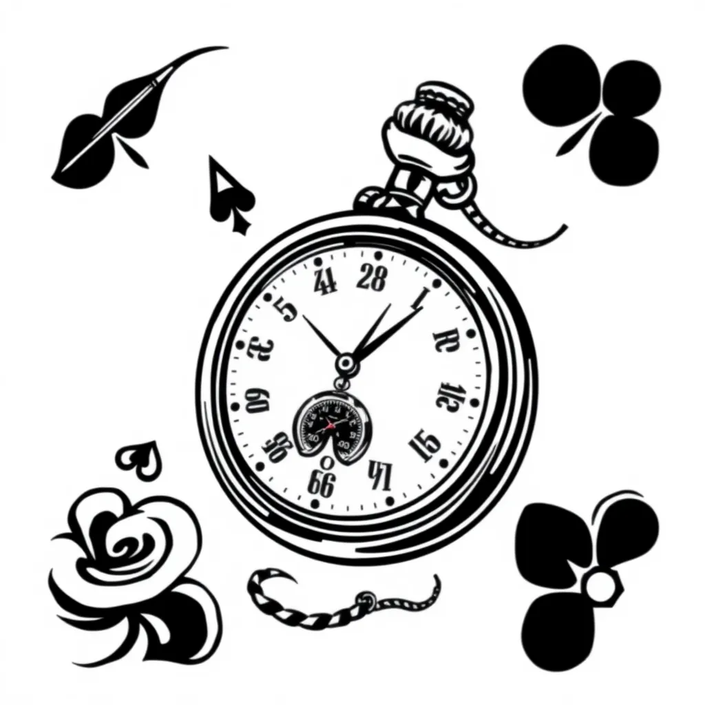 montre a gousset carte de poker  tatuointi