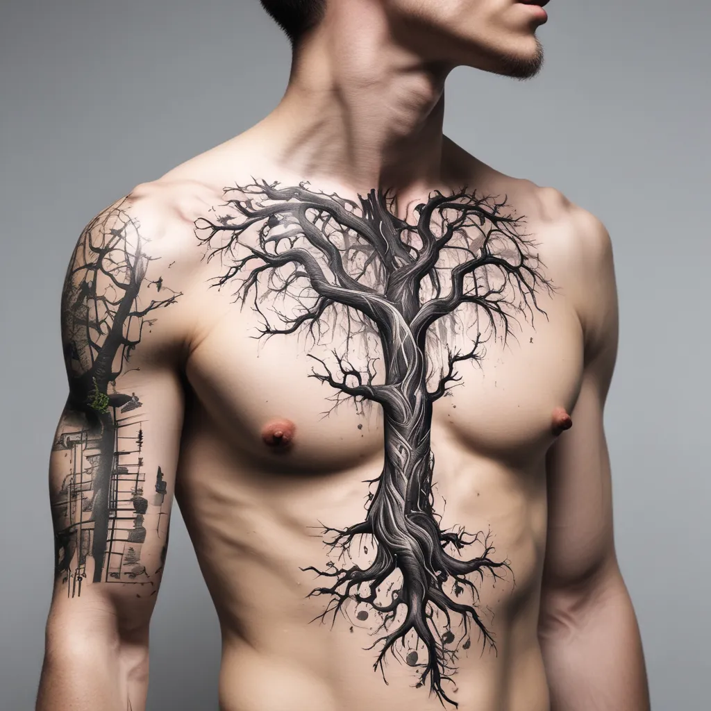 Poison Tree, Christian chain in hand, full arm tattoo  татуировка