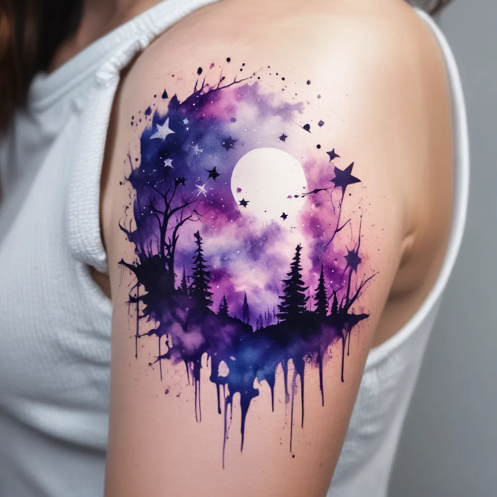 purple stars on the sky tattoo