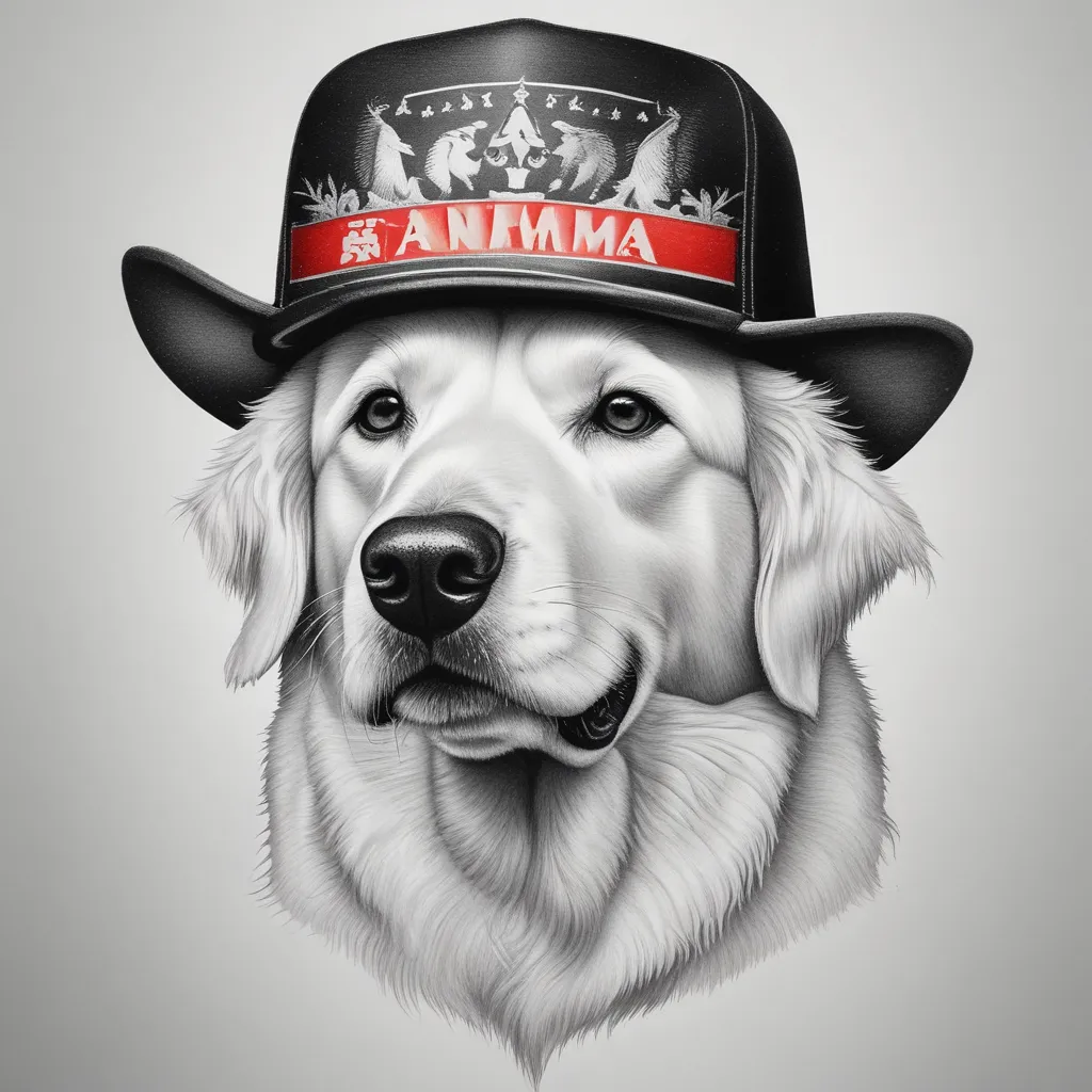 pyrenees dog wearing trump maga hat tetování