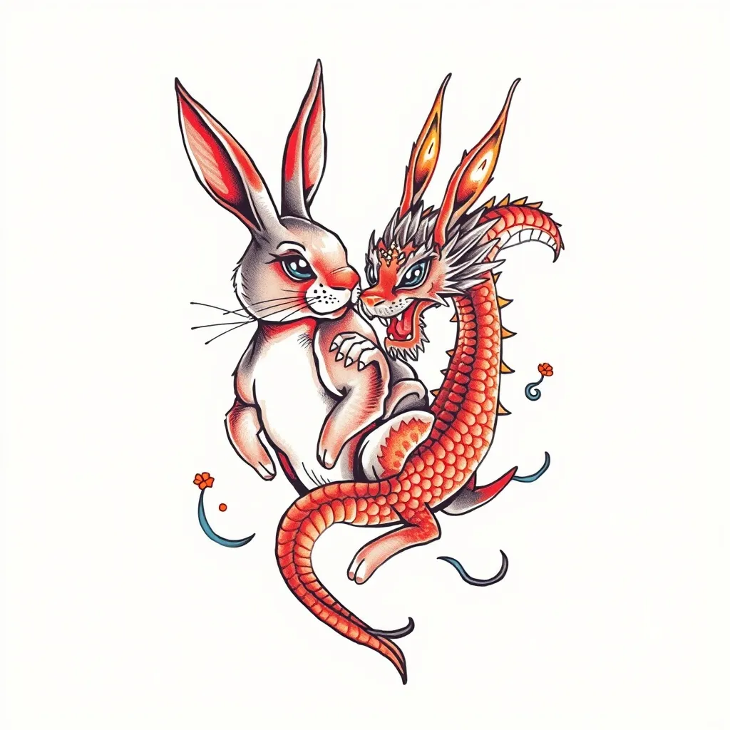 兔子和龙 tatuering