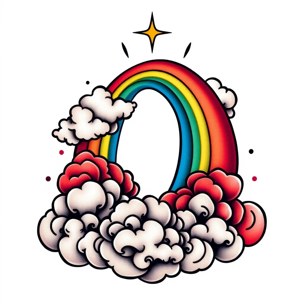 rainbow in the clouds tatuaje