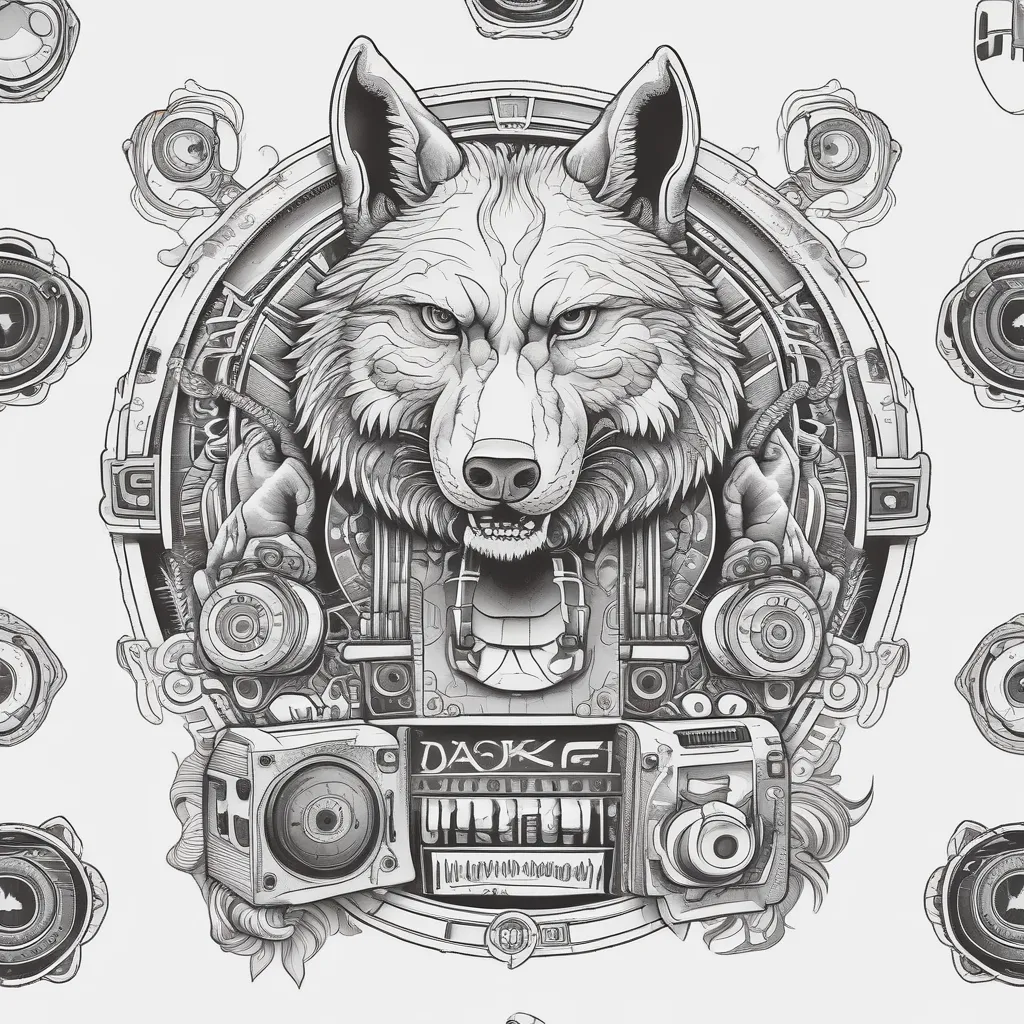 rapping wolf and a akai mpc tatoeage