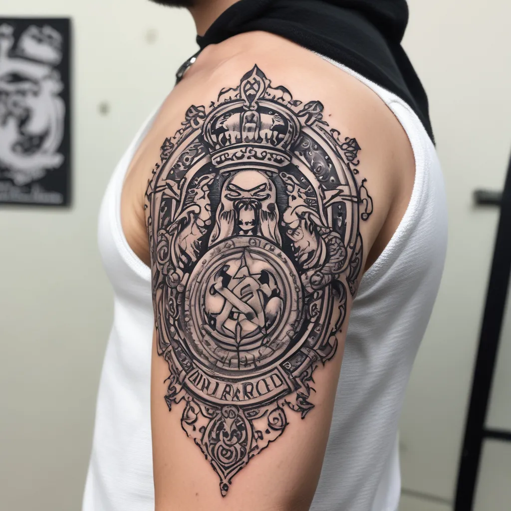 Real Madrid tattoo design in Nordic style with Viking tattoo टैटू