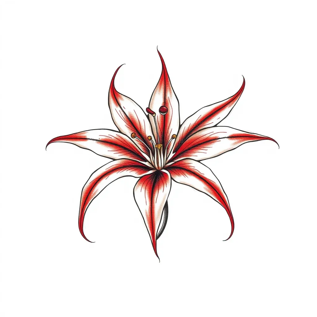 Red spider lily with word 入れ墨