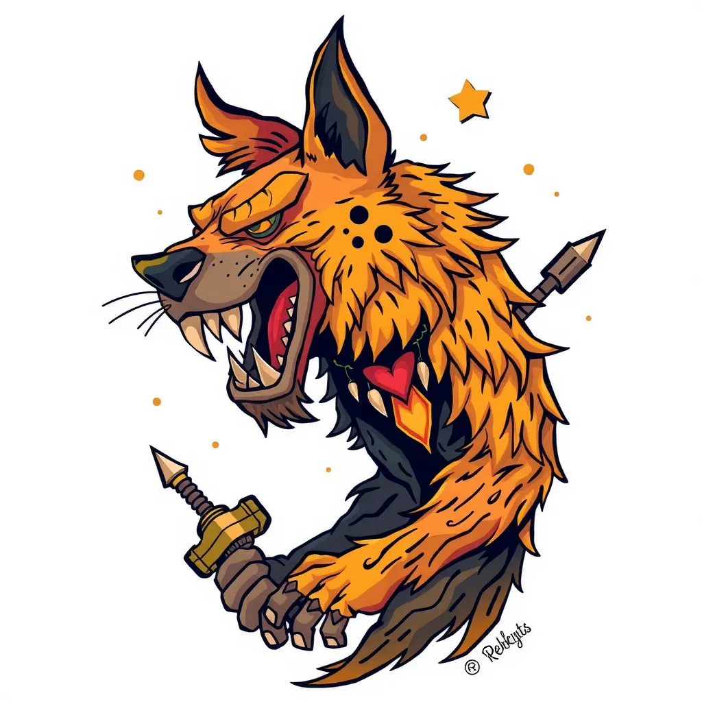 Rehkitz, Grizzly, Sonne 纹身