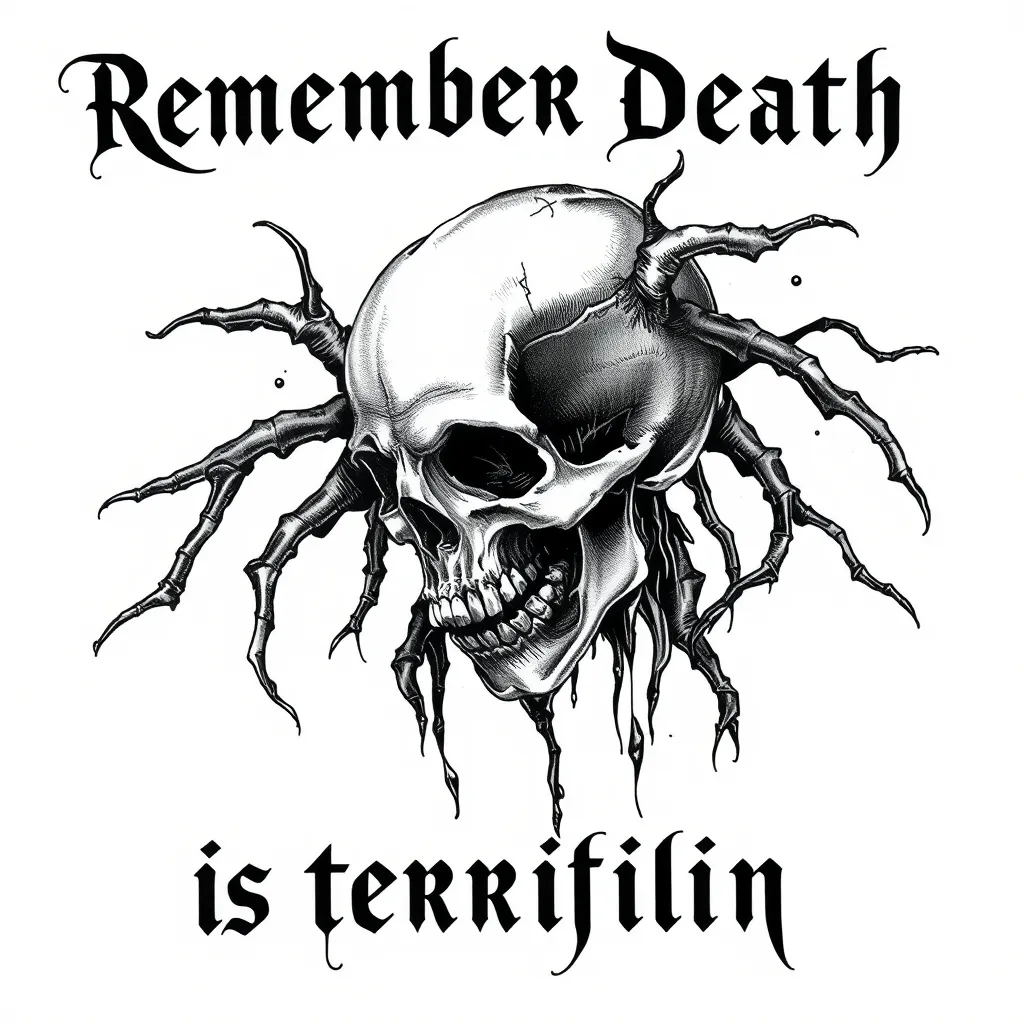 Z napisem memento mori straszny  τατουάζ