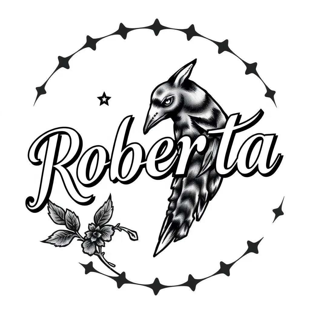 NOME ROBERTA SCRITTA IN NERO tattoo