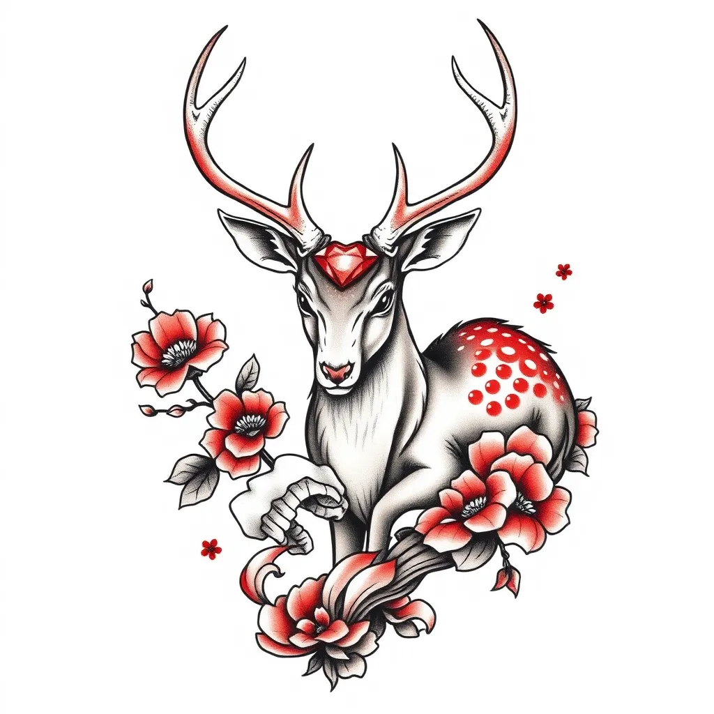 Ruby and deer tattoo