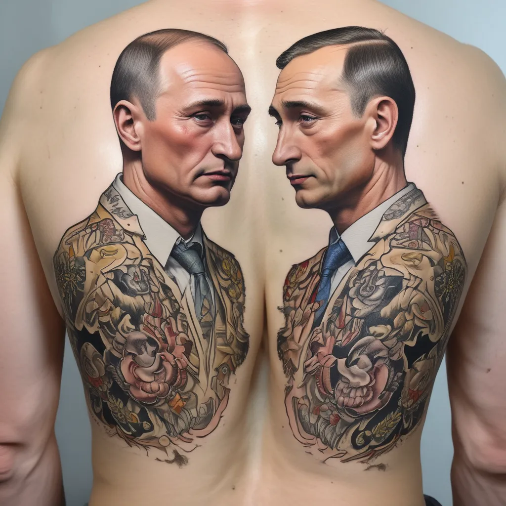 Президент России Путин сосёт пенис у Презента Украины Зеленского  tattoo