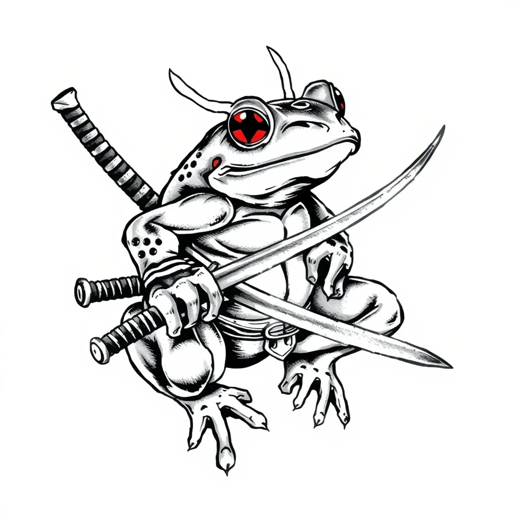 rana samurai con katana 纹身