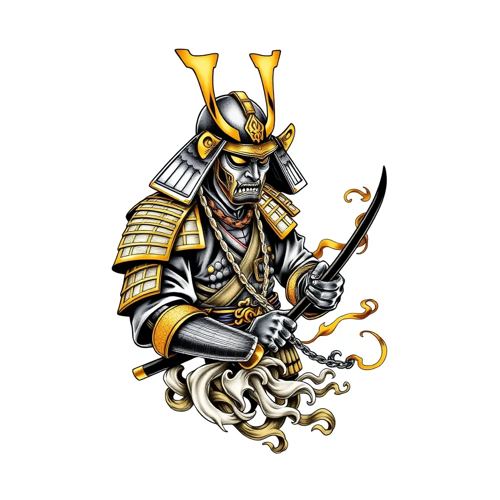 Samurai dinheiro ouro  tattoo