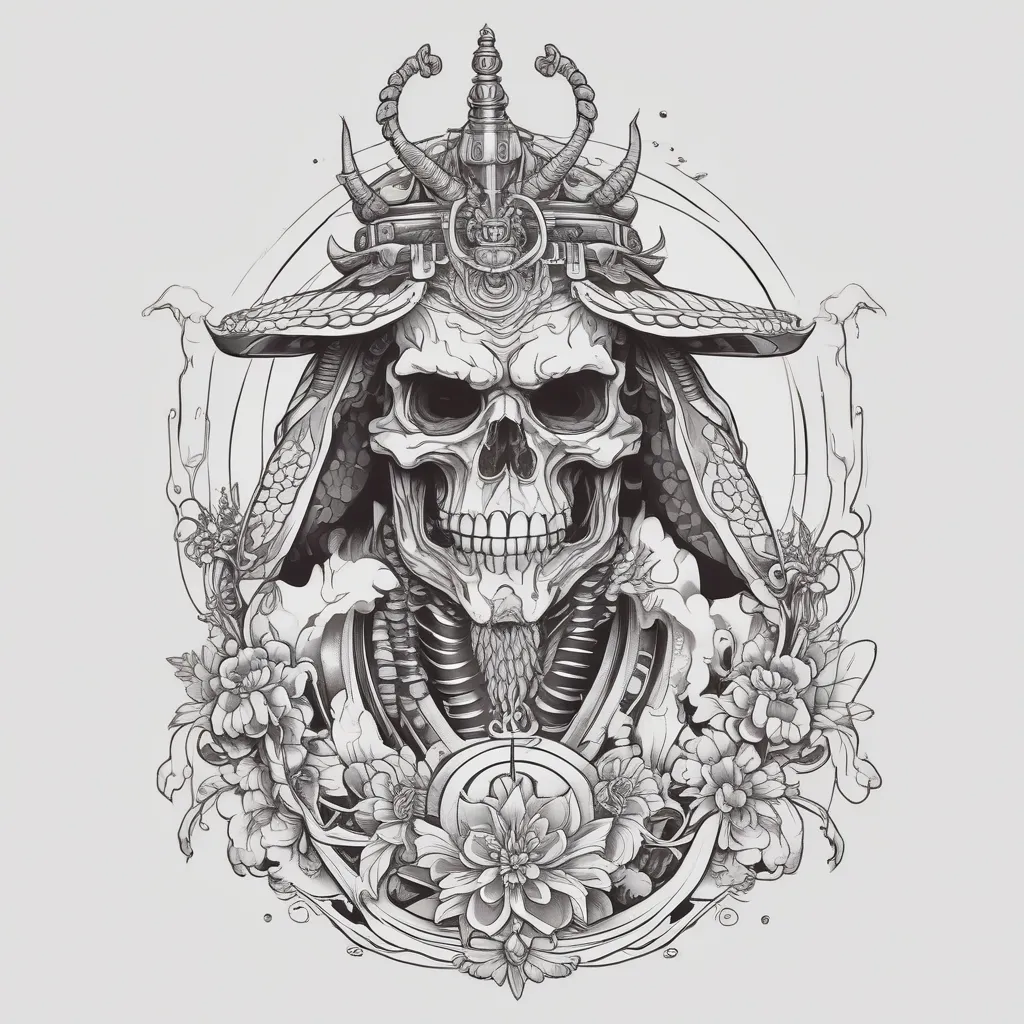 Samurai skeleton  tatuointi