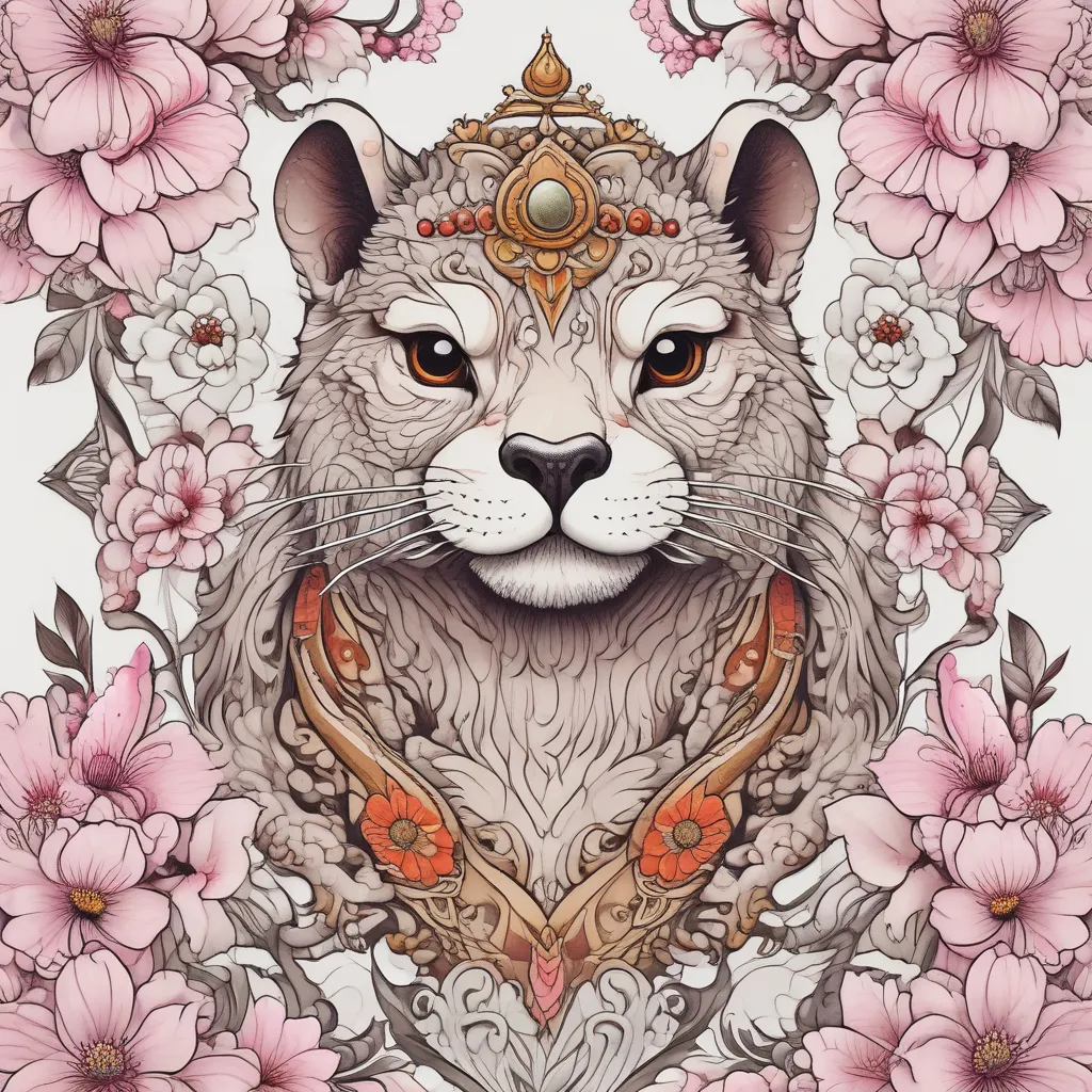 梵文 不动明王 樱花 水獭 tattoo