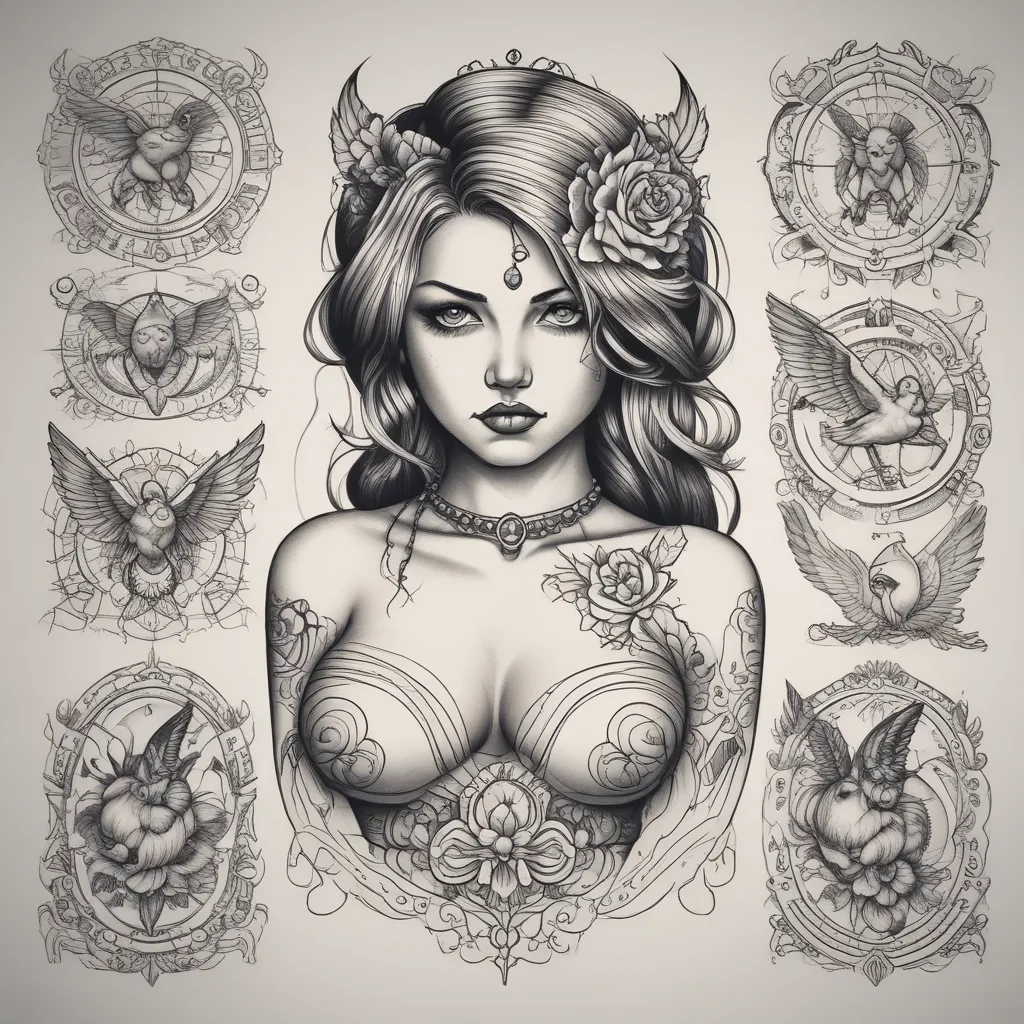 Schematic tits tatuaggio