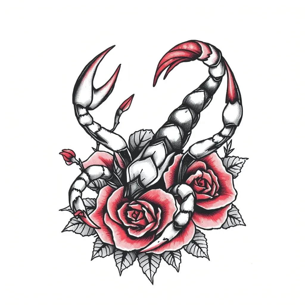 天蝎座 玫瑰 tatouage
