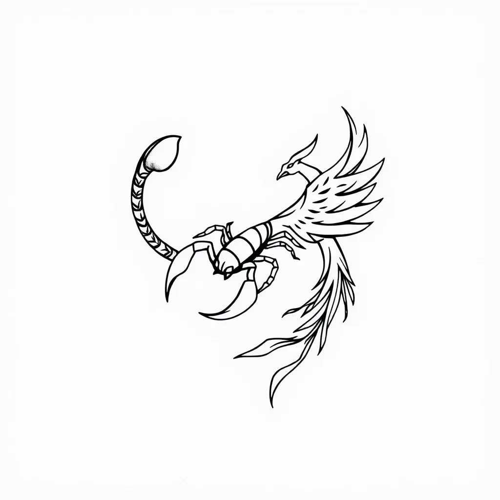 scorpion et phénix tatuaje