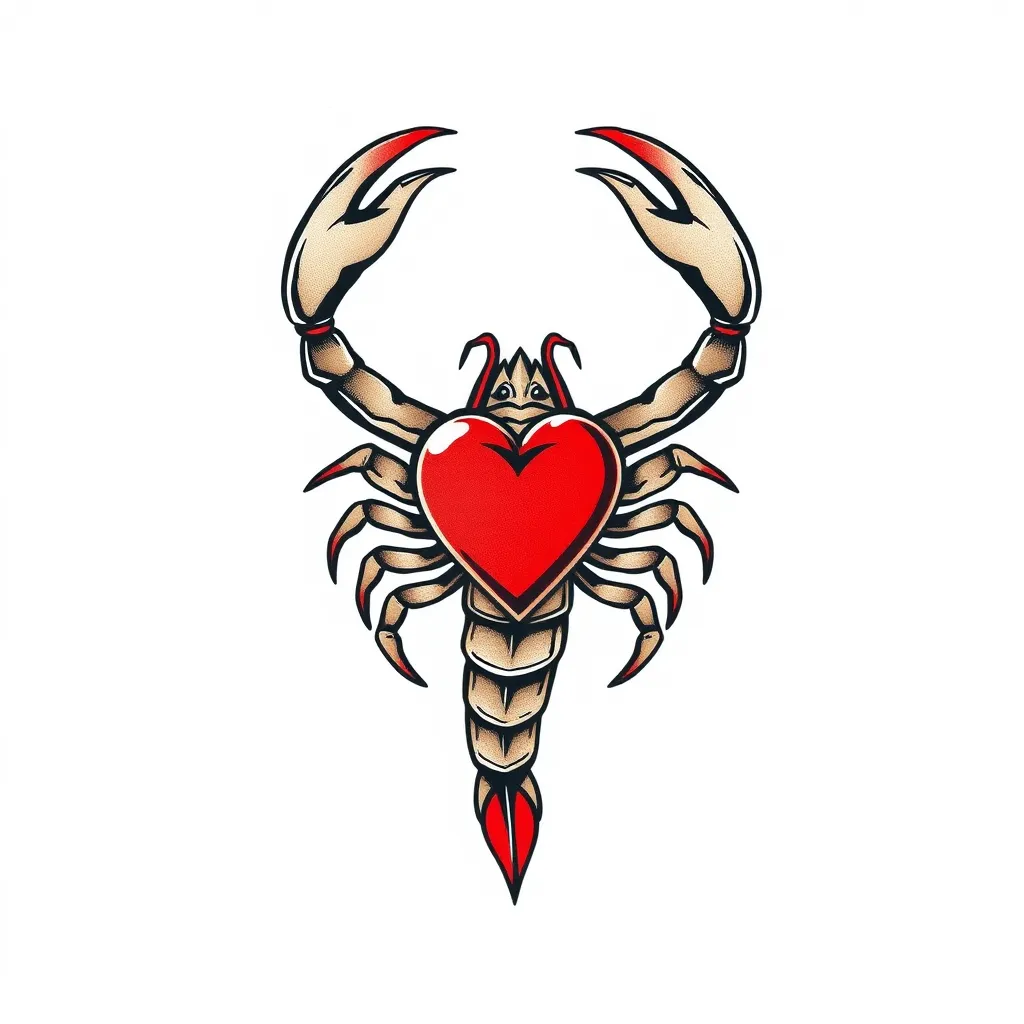 scorpion with heart tatuaż