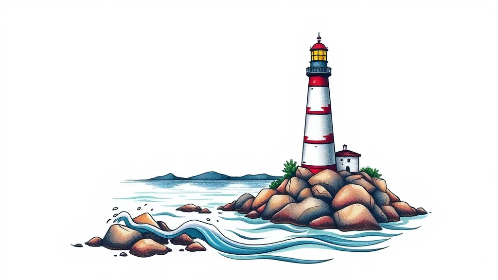 Seaside landscape with lighthouse  tatoeage