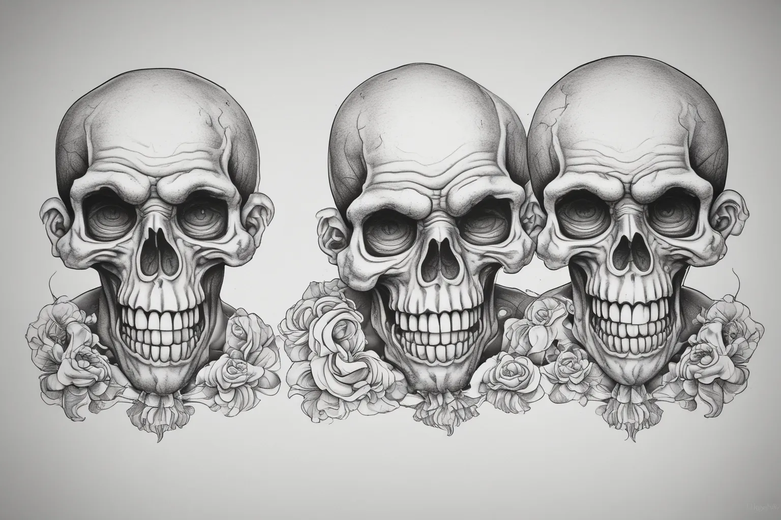 See no evil hear no evil speak no evil skulls. 문신