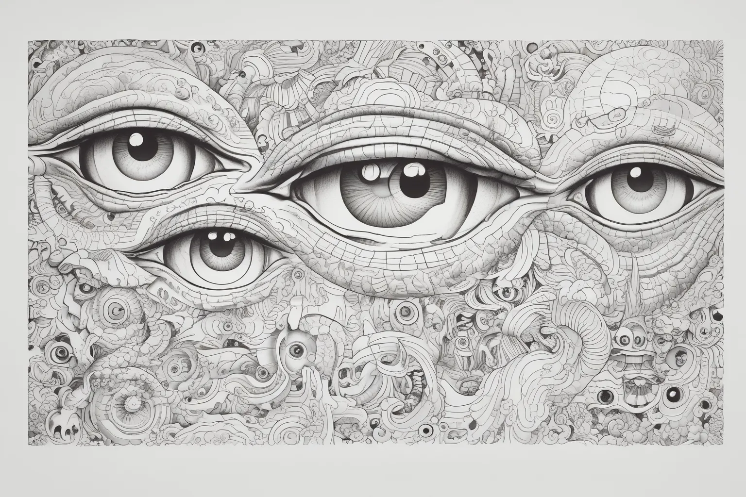 Several eyes with different pupil positions. Different emotions: squint, wide open, tearful.  tatoeage