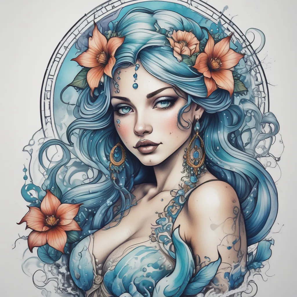 Sexy water goddess tatoeage