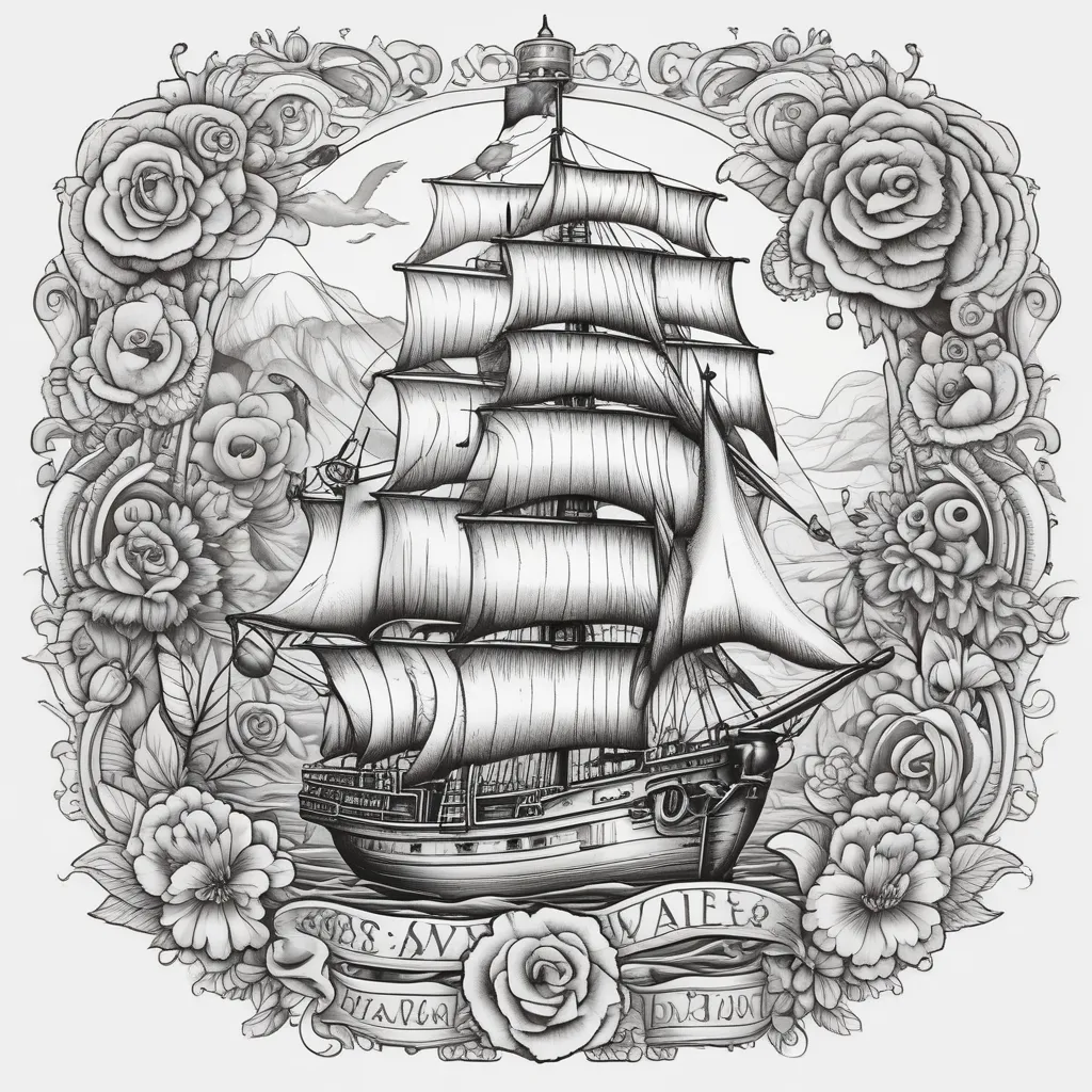 Ship, key, small bear tatuaje