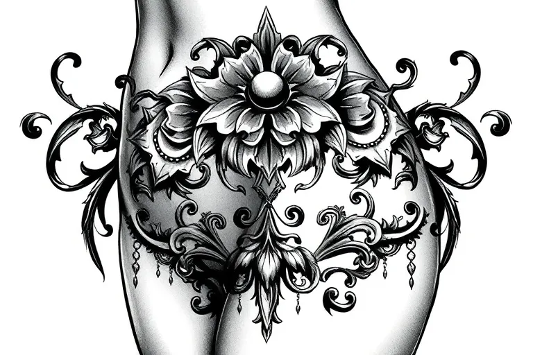 侧腰纹身，黑白，灵感是自己经历生活中有曲折又顺利 tattoo