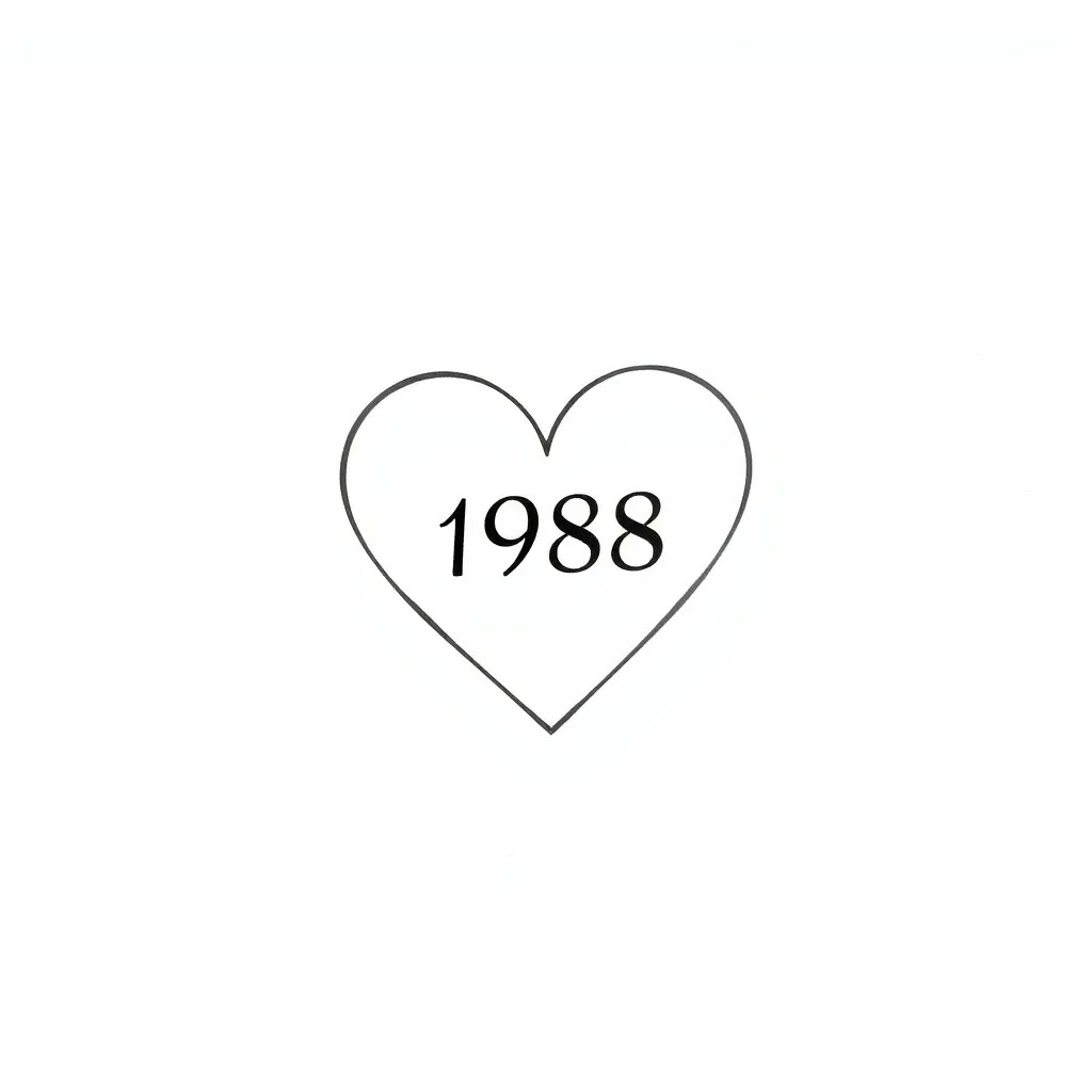 coeur simple et minimaliste avec deux dates intégrer qui sont 1988 les deux tattoo