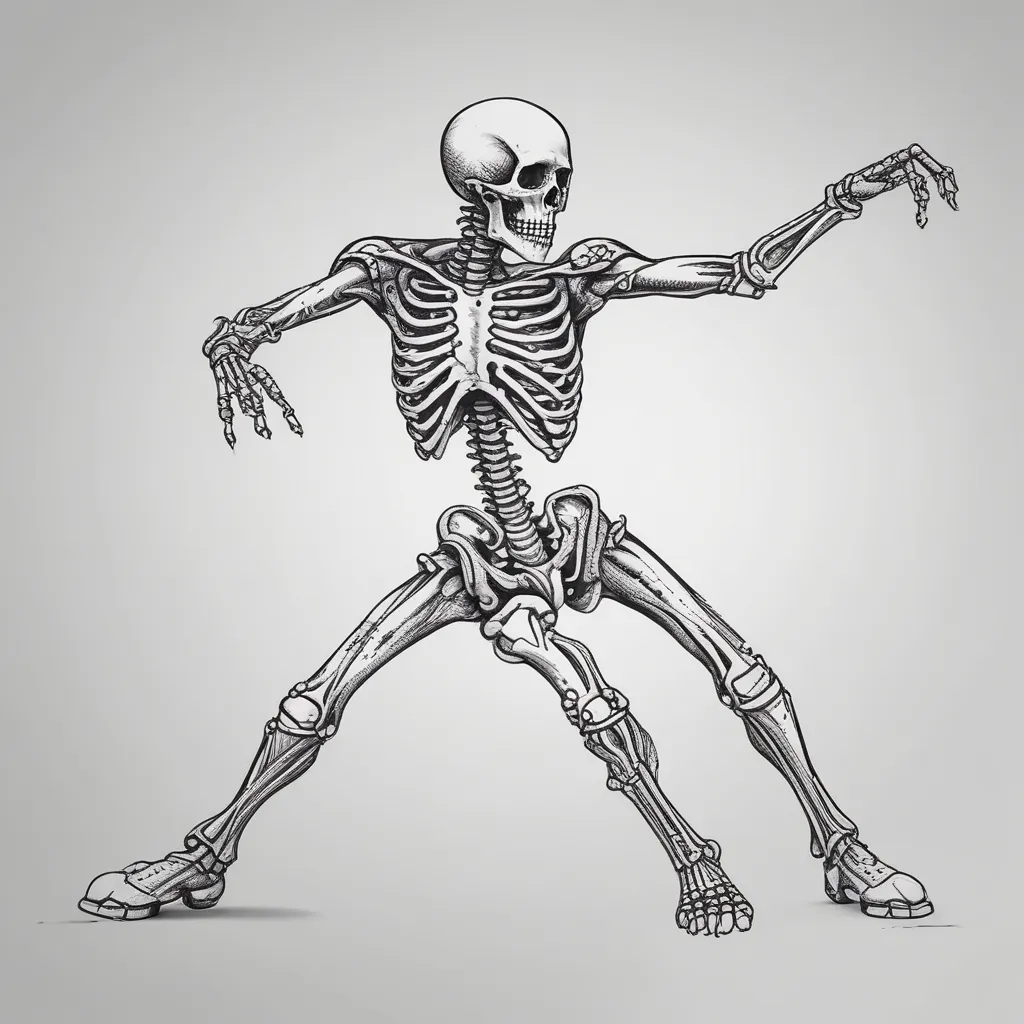 Skeleton doing a kick flip tatuaje