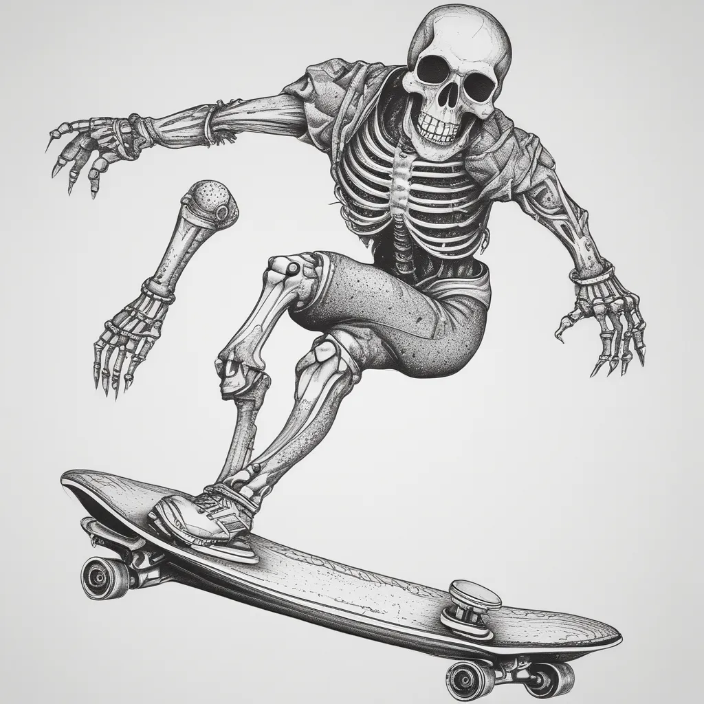 Skeleton skateboarding  tatuaje