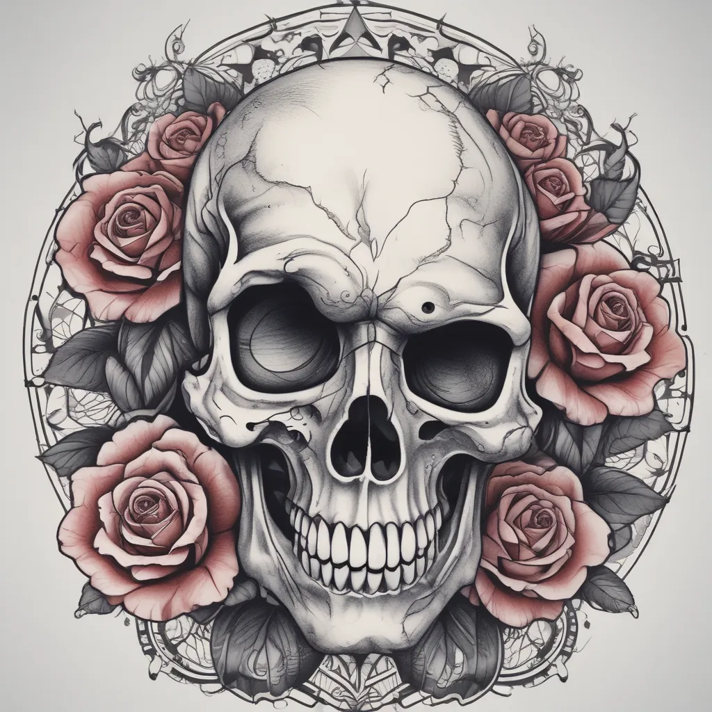 skull and rose  tatuaż